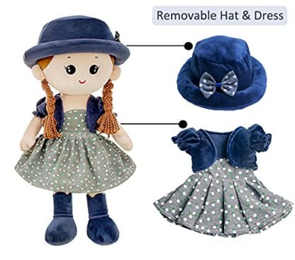 iEasey Adorable Baby Girl Rag Doll Soft Cuddly Ragdoll Princess Doll with Dress Soft Stuffed Plush Toy Dolls for Girls Age 0+, Baby First Doll Baby Shower Present Girl Birthday Christening Gift - Image 4