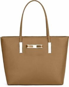 kukubird Women's Top-Handle Black Large Tote Bag Handbag Simple Shoulder Bag with Zipper for School Work Leisure