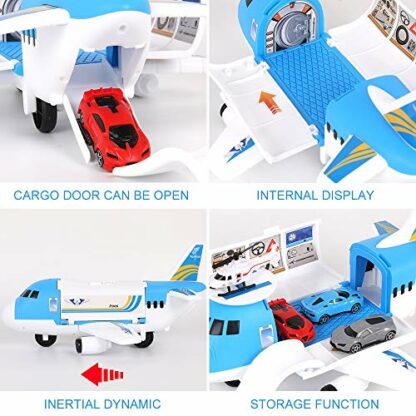 m zimoon Transport Airplane, Transport Cargo Plane Car Kids Toys Set with 4pcs Cars, 1pcs Helicopter Toy and 1pcs DIY Stickers Gift Toys for Boys Girls 3 m zimoon Transport Airplane, Transport Cargo Plane Car Kids Toys Set with 4pcs Cars, 1pcs Helicopter Toy and 1pcs DIY Stickers Gift Toys for Boys Girls - Image 3