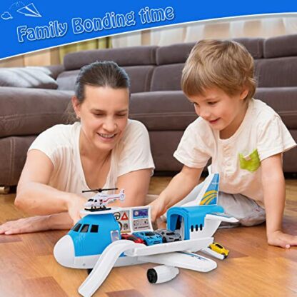 m zimoon Transport Airplane, Transport Cargo Plane Car Kids Toys Set with 4pcs Cars, 1pcs Helicopter Toy and 1pcs DIY Stickers Gift Toys for Boys Girls 4 m zimoon Transport Airplane, Transport Cargo Plane Car Kids Toys Set with 4pcs Cars, 1pcs Helicopter Toy and 1pcs DIY Stickers Gift Toys for Boys Girls - Image 4