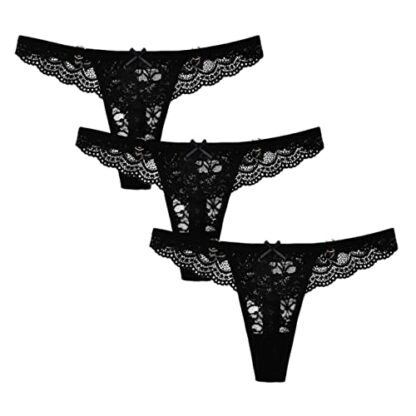 marysgift Brazilian Knickers for Women Lace Thong Briefs Low Rise Underwear Ladies G-String 3 Pack - Image 3