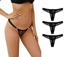 marysgift Brazilian Knickers for Women Lace Thong Briefs Low Rise Underwear Ladies G-String 3 Pack