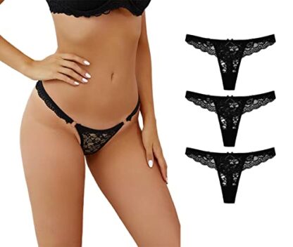 marysgift Brazilian Knickers for Women Lace Thong Briefs Low Rise Underwear Ladies G-String 3 Pack - Image 2