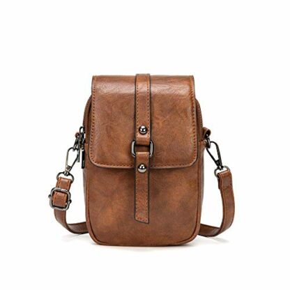 myfriday Women Vintage Crossbody Phone Bag Small Messenger Bag Shoulder Bag Handbag Wallet Purse 2 Main Pockets with Earphone Hole - Image 2