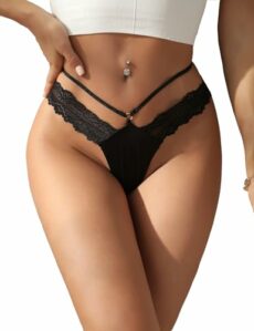 comeondear Sexy Thongs for Women Ice Silk Knickers Plus Size Micro Bikini G-Strings Thongs Ladies Underwear Panties Black Soft Breathable UK 10-18