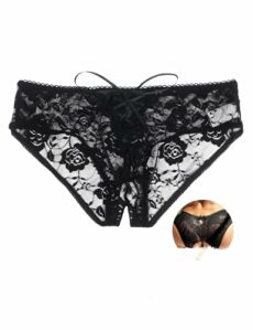 ohmydear Lace Thongs for Women Sexy Underwear Sheer Knickers Adjustable Criss Cross G-Strings Plus Size Ladies Thongs Keyhole Panties Bikini Briefs, UK 8-22