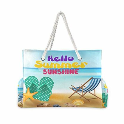 senya Large Beach Bags Totes Canvas Tote Shoulder Bag Sealives Sea World Water Resistant Bags for Gym Travel Daily - Image 3