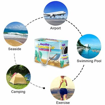 senya Large Beach Bags Totes Canvas Tote Shoulder Bag Sealives Sea World Water Resistant Bags for Gym Travel Daily - Image 4