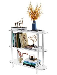 solaround Clear Bookshelf, Acrylic Bookcase with Open Book Shelf Console Table for Entryway Office