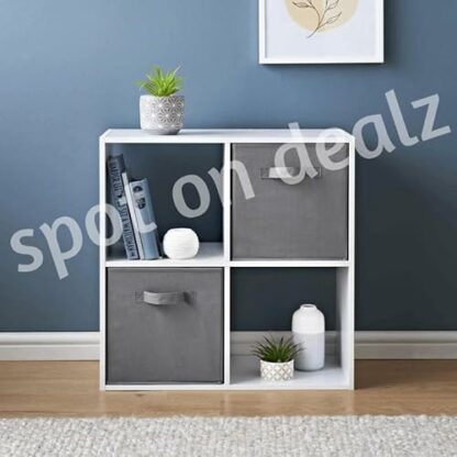 spot on dealz® 4 Cube Storage Unit Bookcase Wooden Storage Cabinets Book Shelf Shelves Bookcases and Shelving Units Display Furniture Indoor Living Room Decor - Image 4
