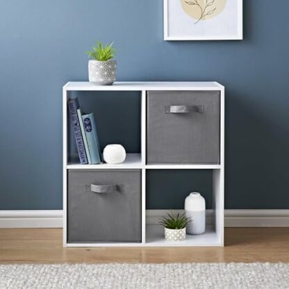 spot on dealz® 4 Cube Storage Unit Bookcase Wooden Storage Cabinets Book Shelf Shelves Bookcases and Shelving Units Display Furniture Indoor Living Room Decor - Image 2