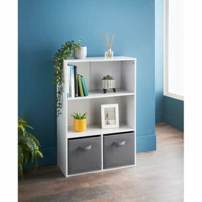 spot on dealz® 4 Cube Storage Unit Bookcase Wooden Storage Cabinets Book Shelf Shelves Bookcases and Shelving Units Display Furniture Indoor Living Room Decor White - Image 2