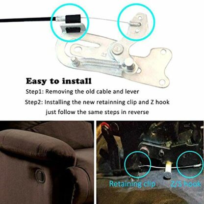'ttmagic Universal Plastic Sofa Chair Recliner Release Pull Handle Replacement Parts with Cable, Fits Ashley and Most Recliner Sofa Brand, Exposed Cable Length 4.9'', Total Length is 31''' - Image 4