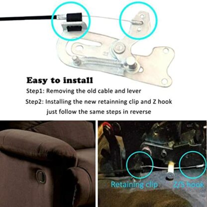 ttmagic Universal Recliner Release Cable Replacement Part, Sofa Couch Recliner Pull Cable 37inch, 5mm Cable Barrel End S-Shaped Hook Exposed Cable (4.75 in Length) - Image 4