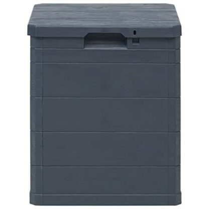vidaXL Garden Storage Box, Anthracite 90L Capacity, Durable Plastic with Wood Texture, Indoor Outdoor Usage 3 vidaXL Garden Storage Box, Anthracite 90L Capacity, Durable Plastic with Wood Texture, Indoor Outdoor Usage - Image 3