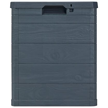 vidaXL Garden Storage Box, Anthracite 90L Capacity, Durable Plastic with Wood Texture, Indoor Outdoor Usage 4 vidaXL Garden Storage Box, Anthracite 90L Capacity, Durable Plastic with Wood Texture, Indoor Outdoor Usage - Image 4