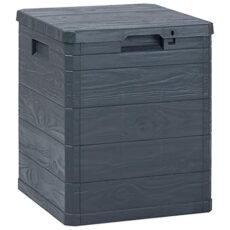 vidaXL Garden Storage Box, Anthracite 90L Capacity, Durable Plastic with Wood Texture, Indoor Outdoor Usage