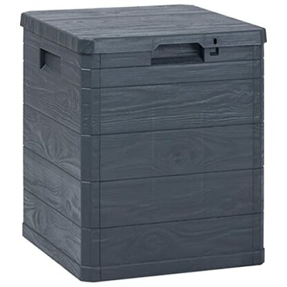 vidaXL Garden Storage Box, Anthracite 90L Capacity, Durable Plastic with Wood Texture, Indoor Outdoor Usage 2 vidaXL Garden Storage Box, Anthracite 90L Capacity, Durable Plastic with Wood Texture, Indoor Outdoor Usage - Image 2
