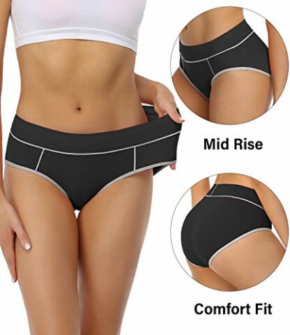 wirarpa Ladies Cotton Pants Underwear Mid Rise Knickers Stretch Briefs for Women 5 Pack - Image 3