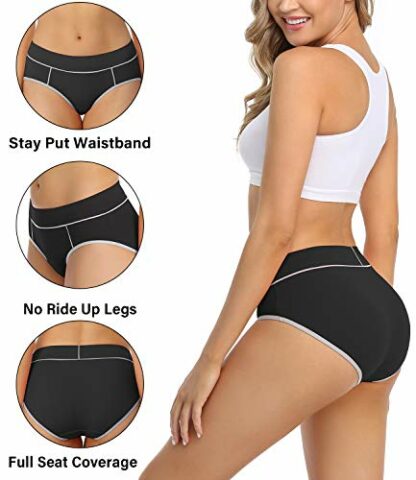 wirarpa Ladies Cotton Pants Underwear Mid Rise Knickers Stretch Briefs for Women 5 Pack - Image 4