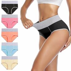 wirarpa Underwear Women High Waist Cotton Knickers Ladies Panties Full Coverage Briefs Underpants Plus Size Multipack
