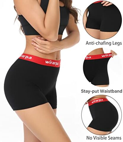 wirarpa Women's Cotton Boxer Briefs 3" Inseam Ladies Safety Boxer Shorts Anti Chafing Boyshorts Panties 4 Pack - Image 3