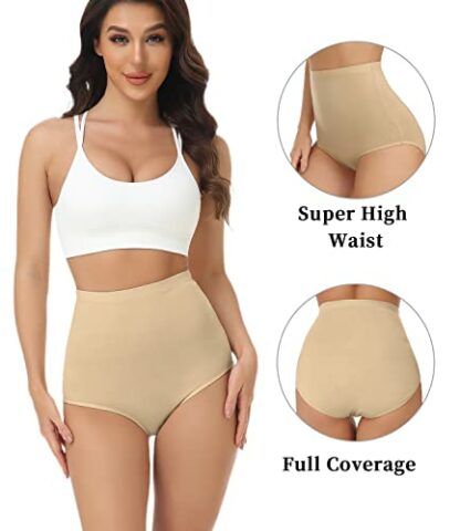 wirarpa Women's Cotton Knickers Super High waisted Briefs Ladies Underwear Full Coverage Panties 4 Pack - Image 3