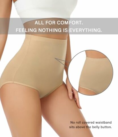 wirarpa Women's Cotton Knickers Super High waisted Briefs Ladies Underwear Full Coverage Panties 4 Pack - Image 4