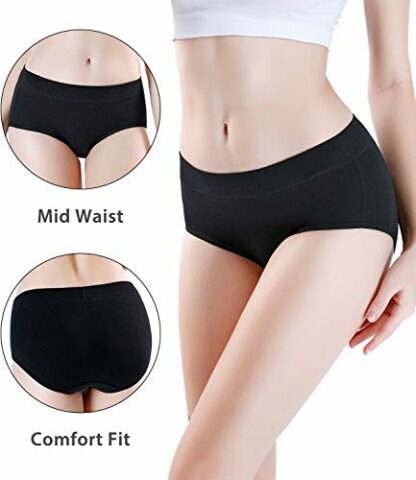 wirarpa Women's Mid Waist Cotton Briefs Soft Underwear Stretchy Full Panties Plain Ladies Knickers 4 Pack - Image 3
