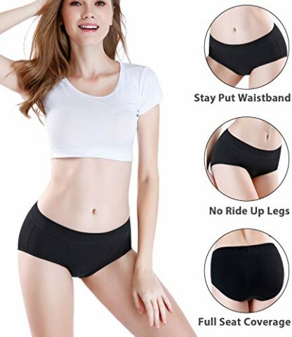 wirarpa Women's Mid Waist Cotton Briefs Soft Underwear Stretchy Full Panties Plain Ladies Knickers 4 Pack - Image 4