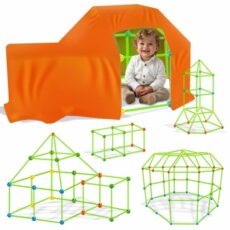 xwin sportseries Fort 3D Blocks Building Kits Glow Sticks, DIY Construction Toys Set for Kids 3+ Years Old Boys & Girls, STEM Creative Indoor House Den, Secret Base, Play Camping Tent Outdoor 128 Pcs