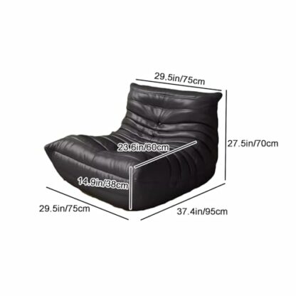 Lazy Sofa for Adults Armless Bean Bag Couch for Living Room Bedroom Office Dorm Corner Floor Sofa Comfortable and Stylish Black 29.5in/75cm - Image 4