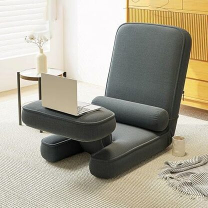 Foldable Lazy Sofa Chair with 5 Adjustable Positions for Living Room Bedroom Office Gaming Brown Color - Image 3