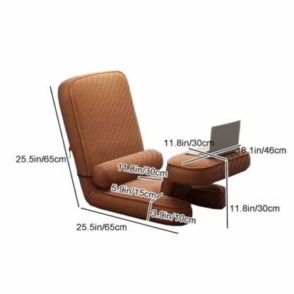 Foldable Lazy Sofa Chair with 5 Adjustable Positions for Living Room Bedroom Office Gaming Brown Color - Image 4