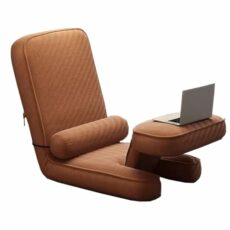 Foldable Lazy Sofa Chair with 5 Adjustable Positions for Living Room Bedroom Office Gaming Brown Color
