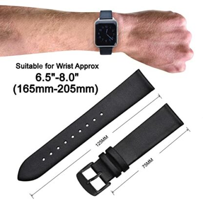 ANNEFIT Watch Straps 16mm 18mm 20mm 22mm, Calfskin Leather Watch Band with Stainless Steel Buckle - Image 3