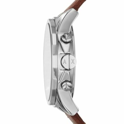A|X Armani Exchange Stainless Steel Watch with Blue Dial and Brown Leather Strap - Image 3