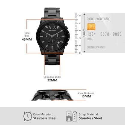 Armani Exchange Men's Chronograph, Stainless Steel Watch, 45mm case size - Image 4