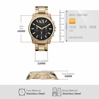 Armani Exchange Watch for Men, Chronograph Movement and 45mm Case Size with Stainless Steel, Leather or Silicone Strap - Image 4