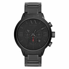 Armani Exchange Watch for Men, Quartz Chronograph Movement, 49 mm Black Stainless Steel Case with a Stainless Steel Strap, AX1277