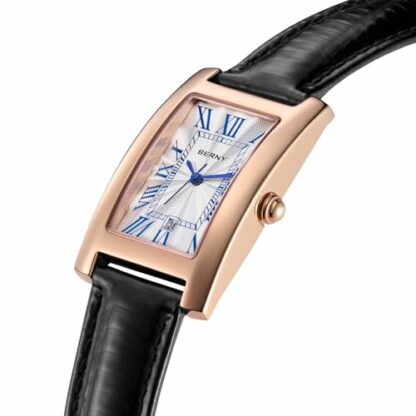 BERNY Quartz Watches for Women,Rectangular Ladies Watches with Roman Numeral Small Dial,Soft Leather Strap Womens Watch,Fashion Bracelets for Womens 3 BERNY Quartz Watches for Women,Rectangular Ladies Watches with Roman Numeral Small Dial,Soft Leather Strap Womens Watch,Fashion Bracelets for Womens - Image 3