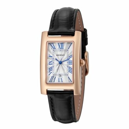 BERNY Quartz Watches for Women,Rectangular Ladies Watches with Roman Numeral Small Dial,Soft Leather Strap Womens Watch,Fashion Bracelets for Womens 2 BERNY Quartz Watches for Women,Rectangular Ladies Watches with Roman Numeral Small Dial,Soft Leather Strap Womens Watch,Fashion Bracelets for Womens - Image 2
