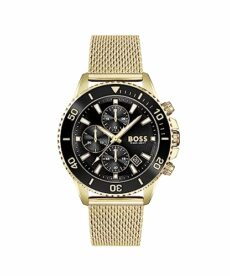 BOSS Men's 45mm Chronograph Quartz Watch Admiral Collection with Stainless Steel, Silicone or Ocean Plastic Textile Strap, Date Fuction and 3 Sub-Dials