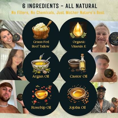 Beef Tallow Balm – Grass Fed Beef Tallow Face Cream & Moisturiser for Skin Care – Hydrating Whipped Tallow Balm for Dry Skin – Natural Organic Skincare with Grass Fed Beef Tallow for Face & Body 4 Beef Tallow Balm – Grass Fed Beef Tallow Face Cream & Moisturiser for Skin Care – Hydrating Whipped Tallow Balm for Dry Skin – Natural Organic Skincare with Grass Fed Beef Tallow for Face & Body - Image 4
