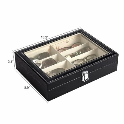 CO-Z Leather Multi Sunglasses Organizer for Women Men, Eyeglasses Eyewear Display Case, Jewelry Watch Organizer, Sunglasses Jewelry Collection Case, Sunglass Glasses Storage Holder Box with 8 Slots - Image 3