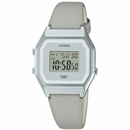 Casio Ladies 33.50mm Quartz Watch with Grey Digital dial and Grey Leather Strap Strap LA680WEL-8EF - Image 2