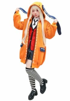 DAZCOS Womens Kakegurui Yomozuki Runa Cosplay Jacket Orange Hoodie