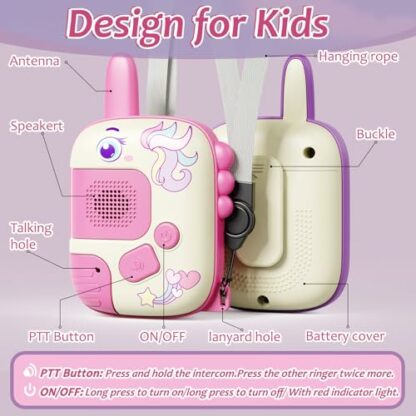 DQMOON 2PCS Walkie Talkie for Kids, Unicorn Gifts for Girls 3 4 5 6 7 Year Old Girls Toys for Girls Age 3-9 Walkie Talkie Kids Toys Age 4 5 6 7 8 Birthday Presents Xmas Gifts Outdoor Toys Unicorn Toys 4 DQMOON 2PCS Walkie Talkie for Kids, Unicorn Gifts for Girls 3 4 5 6 7 Year Old Girls Toys for Girls Age 3-9 Walkie Talkie Kids Toys Age 4 5 6 7 8 Birthday Presents Xmas Gifts Outdoor Toys Unicorn Toys - Image 4