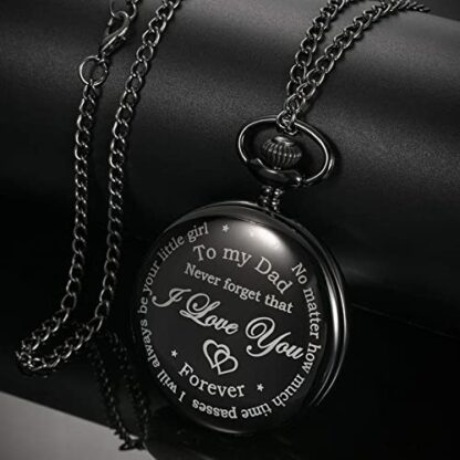 Dad Gift from Daughter to Father Engraved Pocket Watch - No Matter How Much Time Passes, I Will Always Be Your Little Girl - Image 4