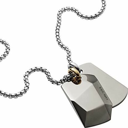 Diesel Necklace for Men Double Dogtags, 60cm+5cm Silver Stainless Steel Necklace, DX1143040 - Image 2